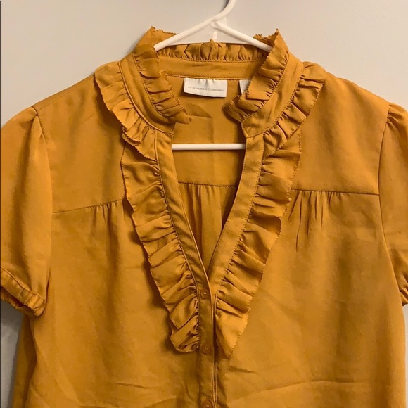 New York & Company Mustard Blouse - Picture 3 of 6